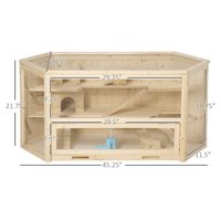 Grande cage en bois pour hamster, habitat pour rats, maison de jeu à 3 niveaux pour petits animaux avec plateau, centre d'activités, naturel