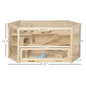 Gabbia grande <span class=keywords><strong>in</strong></span> legno per criceti, habitat per ratti, casetta a 3 piani per piccoli animali con vassoio, centro attività, naturale - Product Image 6