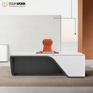 High-quality Modern Office Table Executive Leather Desk E0 MDF CEO Boss I-shape Desk L Shape Director Office Furniture Desk
