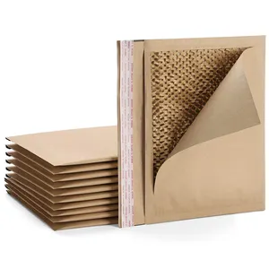 Natural Honeycomb Padded Envelopes 100% Recycled Biodegradable Kraft Paper Fibers Cushioning Protected Padded Envelopes