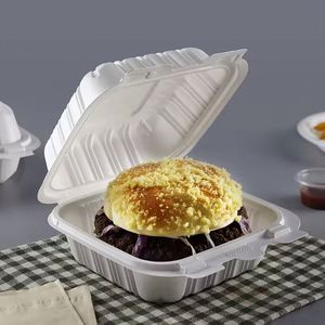 Contenants jetables pour restaurant, assiettes en plastique, boîtes à salade à 2 compartiments, boîtes alimentaires écologiques à emporter avec couvercles - Product Image 5