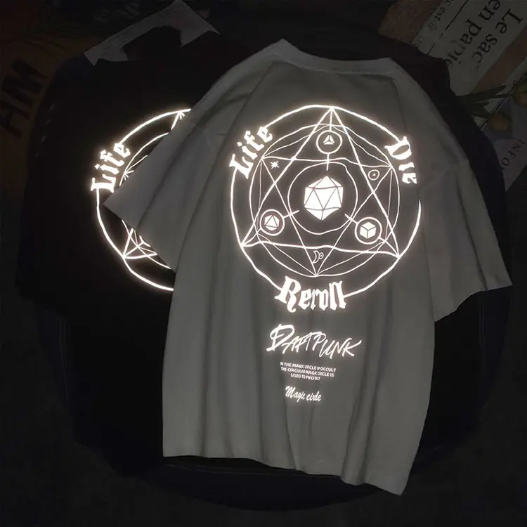 Benutzer definierte Druck fluor zierende reflektierende Logo Grafik T-Shirt Baumwolle übergroße T-Shirts Herren Glow In The Dark T-Shirts