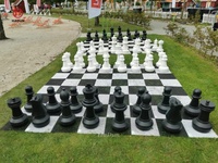 Jeu d'échecs en marbre de luxe sur mesure, grand, d'extérieur, pas cher, avec plateau blanc et noir