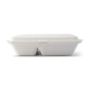 Offre Spéciale : Contenants Alimentaires en Canne à Sucre 25x16.5x6.1cm, 2 Compartiments avec Couvercle à Charnière, Forme Rectangulaire - Product Image 6