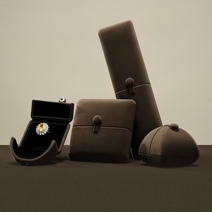 Custom Double button jewelry box, high-end velvet jewelry <b>storage</b> box, brand jewelry packaging box - Product Image 1