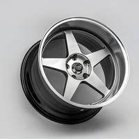 Nouvelles jantes Flow Formed à cinq branches, finition chromée argentée usinée, à déport profond, style EVO, design rétro Turtle Wide Body