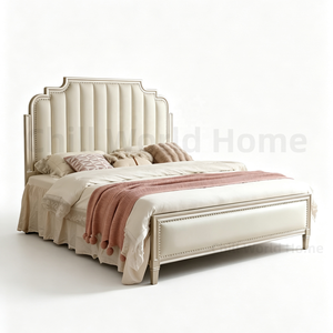 Cabecera Tapizada en Cuero con Marco de Madera Sólida, Diseño Europeo, Tamaño King, con Adornos de Tachuelas, Cama Duradera y Ecológica - Product Image 6