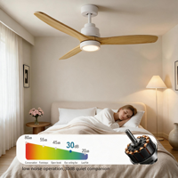 Ventilateur de plafond moderne en métal avec télécommande, éclairage LED, moteur DC, faible bruit, haute vitesse, 6 vitesses, intensité variable, 110V, 3 pales, 3000K-6000K
