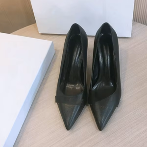 Elegantes Zapatos de Tacón Alto de Cuero Francés para Mujer, Punta Puntiaguda, Tacón de Aguja, Aumentan la Estatura, Transpirables, Sexys, Estilo Muller Versace - Product Image 4