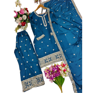 Top élégant Palazzo Dupatta pour femmes de créateur pour la fête - Product Image 1