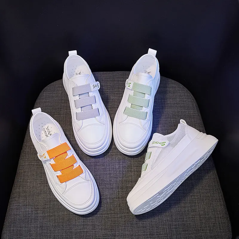 2022 New Arrival Breathable Mesh Upper Small White Women's Platform Casual Sneakers Shoes