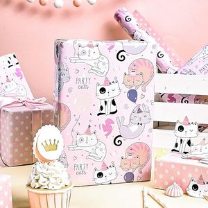 Original cute pink kitten printed copperplate <b>paper</b> <b>packaging</b> <b>paper</b> for kid girl pet - Product Image 1
