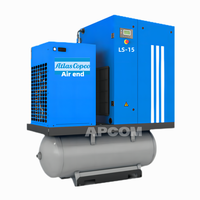 Compresseur d'air industriel à vis rotatif 220V 15KW 20HP avec contrôleur de tête, sécheur et réservoir de 300L (10 gallons)
