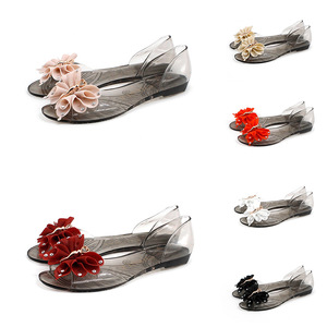 Sandales plates décontractées pour femmes, transparentes, style bohème, avec fleurs et papillons, respirantes, antidérapantes, pour la plage et l'été - Product Image 2