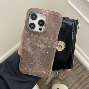 Étui de téléphone en cuir cousu main avec porte-cartes pour iPhone 12 13 14 15 16 17 Pro Max – Coque de téléphone unie avec fente pour cartes - Product Image 4