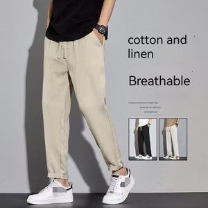 <span class=keywords><strong>Pantaloni</strong></span> larghi da uomo in <span class=keywords><strong>lino</strong></span> estivo e autunnale, <span class=keywords><strong>pantaloni</strong></span> dritti da nove pollici di grandi dimensioni, <span class=keywords><strong>pantaloni</strong></span> Casual Trendy e dimagranti - Product Image 2
