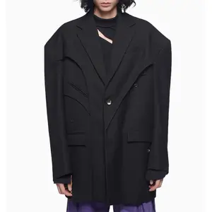 बड़े पैनल रंगीन जाकेट ड्रॉप कंधे एकल छाती Cuztom फैंसी Mens जैकेट सूट