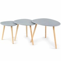 Chambre de luxe Table d'appoint en bois pour lit Salon Table basse ronde blanche Canapé d'angle Mdf Thé Table gigogne Lot de 3