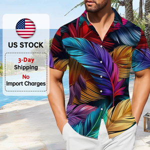 Camisa de Playa Retro con Estampado de Inyección de Tinta para Hombre. Camisa Hawaiana de Hombre con Botones. Patrones Personalizables Disponibles - Product Image 1