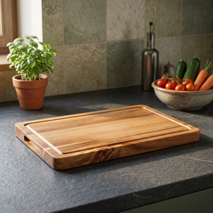 Planche à découper rectangulaire en bois avec poignée, planche à découper de cuisine, grande planche de préparation et de service pour la maison et les restaurants - Product Image 1