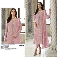 Combinaison Georgette Salwar la plus vendue avec broderie lourde et séquence, fonctionne avec le costume pakistanais Top Less