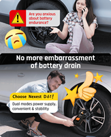 Nexest Pompe à air pour pneus de voiture et de vélo mini portable 12V filaire sans fil 2 en 1 6000mAh 150psi Compresseur de voiture sans fil en plastique