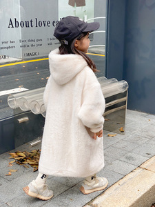 Cappotto in <span class=keywords><strong>pelliccia</strong></span> sintetica di velluto di visone Midi con cappuccio e cappuccio per ragazzi e ragazze lungo abbigliamento per il corpo in <span class=keywords><strong>pelliccia</strong></span> per bambini - Product Image 5