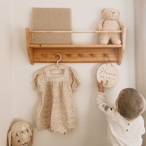 대형 모던 이중 계층 소나무 원목 벽걸이 선반 어린이 몬테소리 가구 선물 화분 걸이 다용도 수납함 - Product Image 2