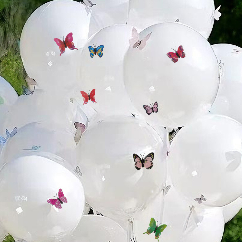 white 18 inch white ball+24 inch bobball+10 colorful butterflies