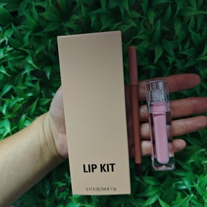 Aceite labial de gelatina brillante personalizado con kit de lápiz delineador de labios rosa desnudo Etiqueta Privada - Product Image 5