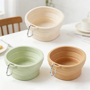 Contenants de stockage alimentaire pliables en silicone de qualité alimentaire sans BPA, bol pliable avec couvercle pour le camping et les pique-niques en plein air - Product Image 1