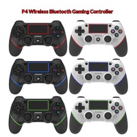 Manette de jeu sans fil P4 à revêtement caoutchouc, marque privée, avec double moteur à vibration et prise en charge 6 axes, compatible