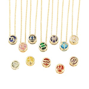 Collar de Cadena de Bambú con Doce Constelaciones, Colgante Hueco de Doble Cara con Circonita, Regalo para Mujer, Certificado CE - Product Image 6