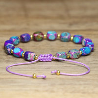 Bracelet en pierres irrégulières pour femmes, tissé à la main, jaspe impérial arc-en-ciel, opale rose, bracelet perlé délicat pour le yoga et la guérison, bijoux
