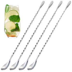 Ensemble de couverts modernes en acier inoxydable personnalisés et écologiques, cuillère à cocktail créative, bâtonnet à mélanger, longues cuillères à mélanger - Product Image 1