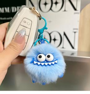 <span class=keywords><strong>Porte</strong></span>-clés <span class=keywords><strong>pompon</strong></span> en fausse fourrure de lapin moelleuse avec boule de suie noire, style Ins, pour voiture, sac ou sac à dos - Product Image 6