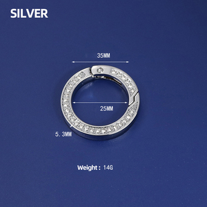 Anelli a molla in <span class=keywords><strong>metallo</strong></span> con finitura lucida lucida di alta qualità anello a scatto rotondo cerchi in <span class=keywords><strong>metallo</strong></span> con diamanti Bling all'ingrosso - Product Image 6
