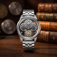 Vente en gros d'usine OEM ODM MOQ 500 Montre automatique squelette complète pour homme en acier inoxydable avec verre saphir et cadran lumineux ajouré