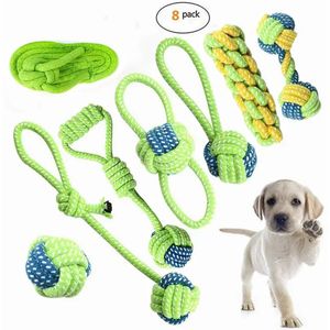Ensemble de jouets à mâcher pour chiens, lot de 8 cordes durables pour le nettoyage des dents des petits animaux - Product Image 1