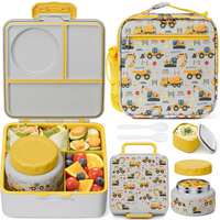 Boîte à lunch isotherme chauffante sans BPA, design esthétique pour adolescents, compatible avec les sacs à dos, étanche, 4 compartiments, en carton