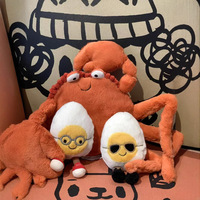 Peluche crabe style gelée britannique, version haute 11 cm, avec base lestée, griffes symétriques, toucher super doux, anti-stress, série Océan