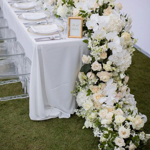 Decorazioni per Feste, Runner da Tavola con Rose Bianche Artificiali, Decorazioni per Matrimoni, <span class=keywords><strong>Fiori</strong></span> Artificiali - Product Image 6