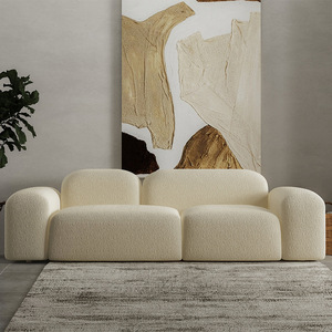 Nordic Minimalist Designer <b>Sofa</b> <b>Cream</b> Fabric Upholstered Semicircular Shape Living Room Furniture - Product Image 1