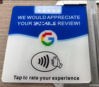 Support de table en acrylique OEM/ODM personnalisé, prêt à l'emploi, 12 cm, compatible NTAG213 13,56 MHz, pour cartes de visite d'hôtel, avec fonction Tap QR