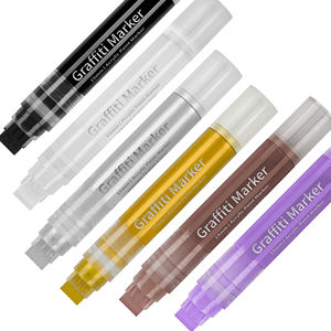 Marqueurs de graffiti noir/blanc/or/argent, marqueurs de peinture acrylique jumbo 15 mm à pointe <span class=keywords><strong>feutre</strong></span>, stylos de peinture acrylique à base d'eau - Product Image 1