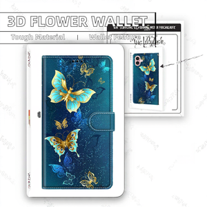 <span class=keywords><strong>3D</strong></span> in hoa sang trọng da nhân tạo Ví chủ thẻ điện thoại trường hợp đối với đối với S25 cộng với S24 siêu S23 FE A36 - Product Image 2