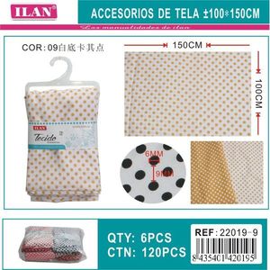 Tessuto a pois Ilan 100x150 cm bianco con pois dorati per artigianato e cucito - Product Image 1