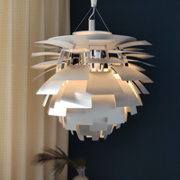 Lustre LED en aluminium de style nordique moderne, design original en forme de cône de pin, blanc, idéal pour les salles à manger et les salons
