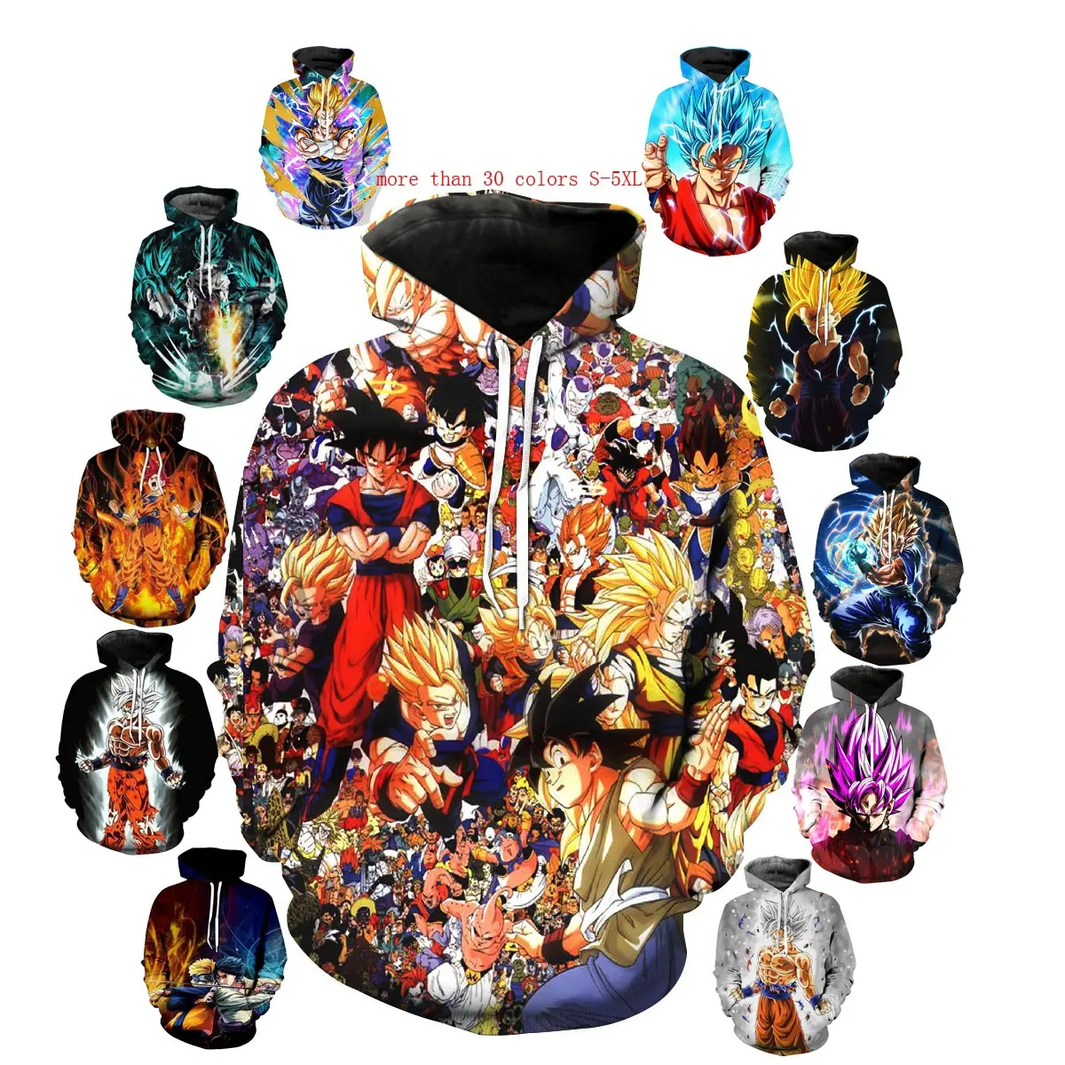 Ecofalson-Chaqueta 3D de Anime DBZ para hombre y mujer, Sudadera con capucha de estilo Harajuku y Hip-Hop, informal, sudadera de Goku, abrigo, Cosplay