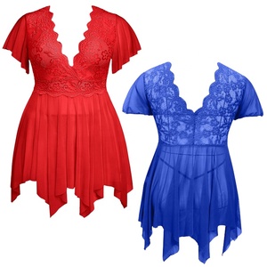 Lingerie sexy grande taille, <span class=keywords><strong>combinaison</strong></span> en cuir sans entrejambe, costumes en <span class=keywords><strong>latex</strong></span>, robe babydoll en dentelle, vêtements de nuit en maille pour femmes, chemise de nuit pour femmes - Product Image 4